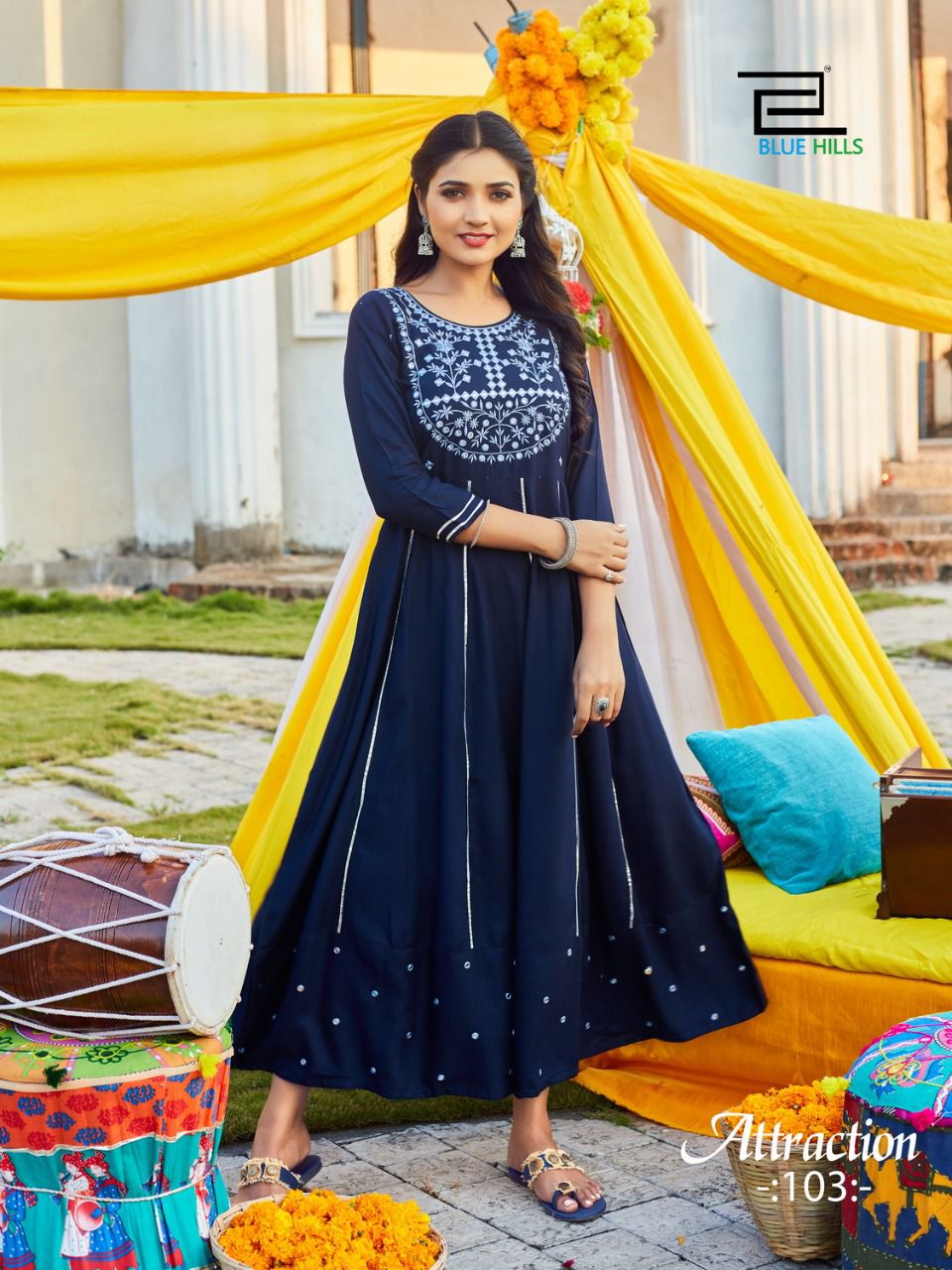 Blue Hills Attraction 1 Fancy Heavy Festive Wear Anarkali Long Kurti Collection